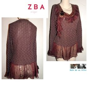Zba Brown Knit  Tunic Top Size L